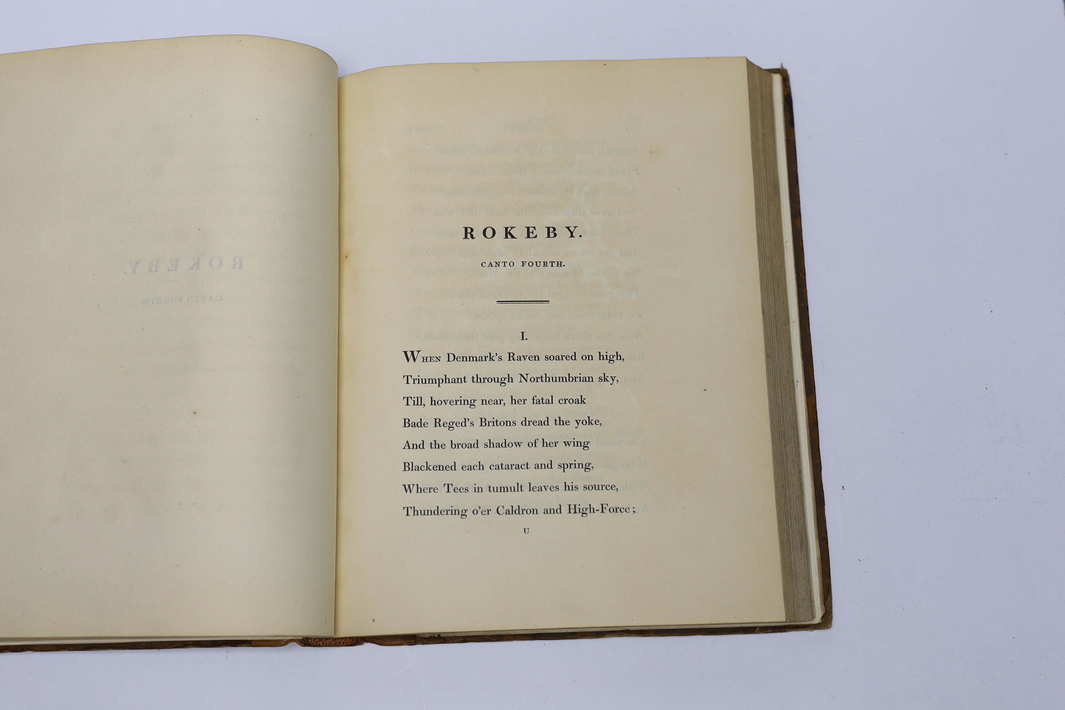 Scott, Sir Walter - Rokeby; a Poem. First Edition. half title, 2 advert. leaves; contemp. gilt diced calf, rebacked with gilt decorated panelled spine, 4to. Edinburgh and London, 1813